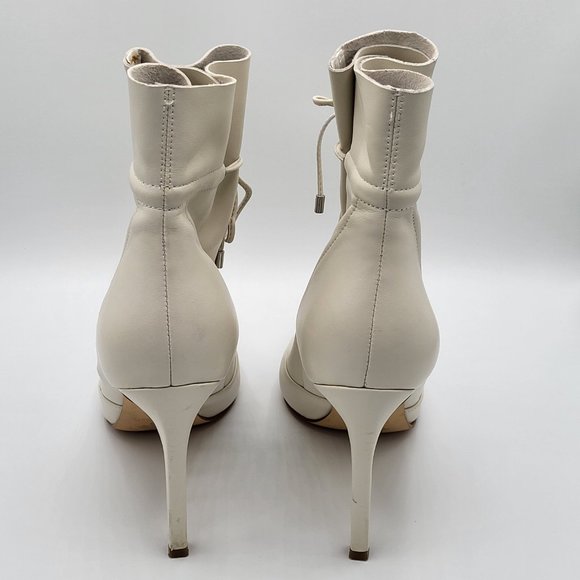 Nine West TIRZAH White Leather Pointed Toe Dress Boots SZ 8.5 - Picture 2 of 13
